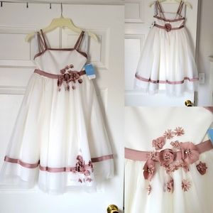 NWT Ivory and Rum Pink Flower Girl Dress